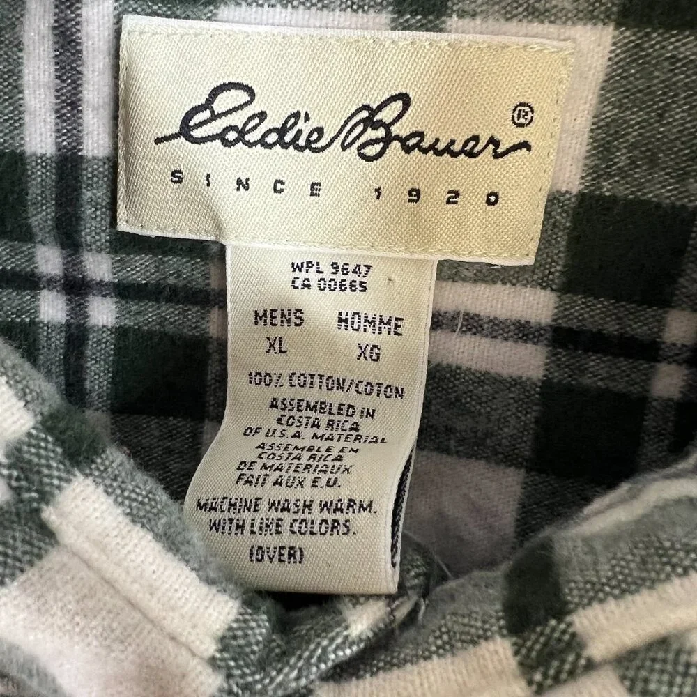 Vtg Eddie Bauer Men's Heavy Duty XL Flannel Long‎ Sleeve Button Up Thick Warm